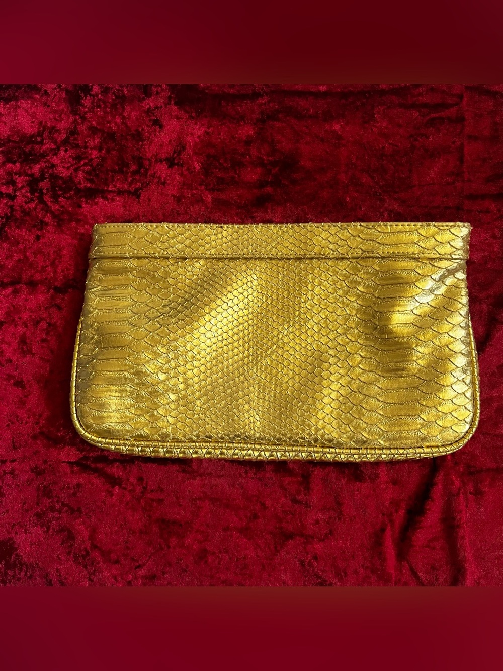 Guess Metallic Gold Python-Texture Clutch